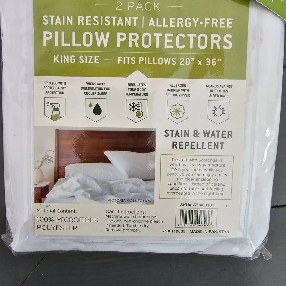 3M Scotchgard Pillow Protector Stain Resistant Allergy Free King Size Pack of 2